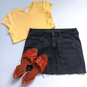 Black Denim Mini Skirt